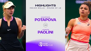 Anastasia Potapova vs Jasmine Paolini  2024 Indian Wells Round of 16  WTA Match Highlights [upl. by Shinberg]