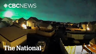 TheMoment a meteor lit up skies over parts of Alberta [upl. by Ainigriv]