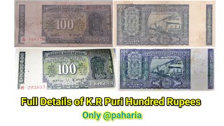 k r puri hundred rupees note value old indian note value [upl. by Aralc686]