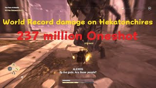 Assassins Creed Odyssey  World Record Oneshot on Hekatonchires  237 ml crit [upl. by Hasin168]