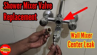 Wall mixer center spindle repair  Bathroom shower mixer tap leaking [upl. by Kenway]