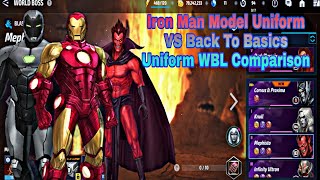 Iron Man Model Uniform VS Back To Basics Uniform WBL Comparison  Marvel Future Fight [upl. by Aipotu102]