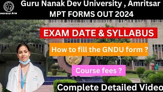 GNDU MPT form out 2024  MPT government University forms out  GNDU MPT exam date  Poornima Sharma [upl. by Mingche]