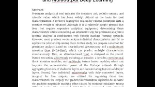 Intelligent Proximate Analysis of Coal Based on Near Infrared Spectroscopy and Multioutput Deep Lear [upl. by Luttrell]