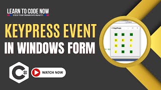 Keypress Event in Windows Form C App  A StepbyStep Guide [upl. by Aranaj]