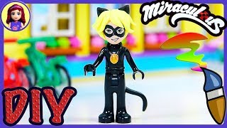 Lego Cat Noir Minidoll Custom Miraculous Ladybug Makeover DIY Craft Tutorial [upl. by Borden]