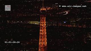 Aerial Footage by night The Eiffel Tower with twinkling lights on [upl. by Kaslik931]