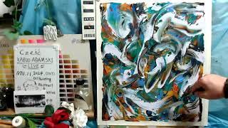 Oil painting abstract day 3 op13673 LIVE quotContemporary artquot [upl. by Zoellick]