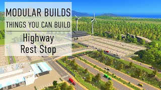 Highway Rest Stop  Cities Skylines Modular Builds  No Mods Mini Build Guides [upl. by Connelley]