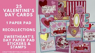 25 Valentines Day Cards  Recollections Sweethearts Day 6x6 Paper Pad [upl. by Hebert]