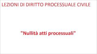 Lezioni di diritto processuale civile11 Nullità degli atti processuali [upl. by Grail260]