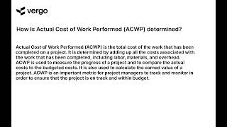 Determining ACWP A Guide [upl. by Stuckey]