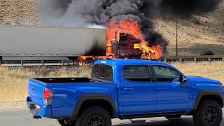 Brakes catch fire and burn 18 wheeler down [upl. by Pauli]