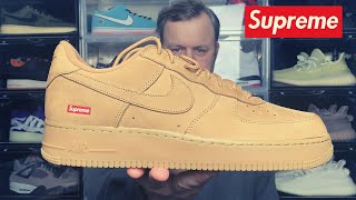 FINALLY GOT EMSUPREME X NIKE AIR FORCE 1 LOW quotWHEATquot REVIEW  ON FEET [upl. by Goodkin426]