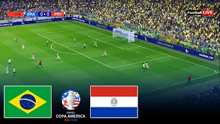 BRAZIL vs PARAGUAY I COPA AMERICA 2024  FULL MATCH  REALISTIC PES [upl. by Lupita338]