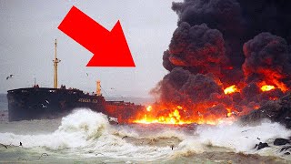 Oil Tanker Cracks in Half and Explodes on Camera [upl. by Warde]