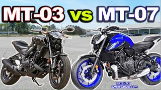 Yamaha MT03 vs MT07  Which is BEST For Beginner Rider [upl. by Tegirb676]