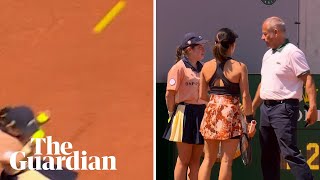 French Open doubles pair disqualified after stray shot leaves ball girl in tears [upl. by Monetta]