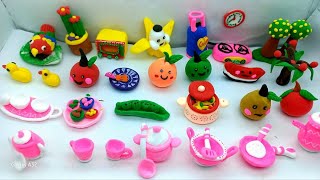 DIY How to make polymer clay miniature kitchen set clay vegetable clay tree kitchen tools pc [upl. by Collette]