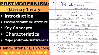 Postmodernism literary theory  Characteristics of Postmodernism with notes [upl. by Mutat]