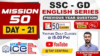 SSC GD  ENGLISH SERIES  DAY 21  MISSION 50  TAF ICE [upl. by Lowenstein]