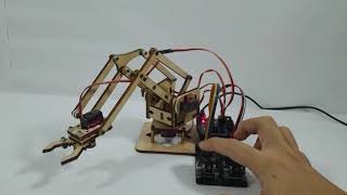 Arduino DIY MeArm 4DOF Wooden Robotics Robot Arm Kit  SG90  MG90s Servo Motor [upl. by Kerrison]