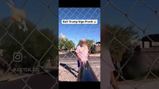 Democrats ripping off Trump signs prank trump election2024 kamala trumpsong funny uselection [upl. by Beach]