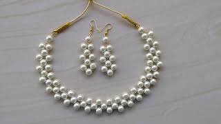 60  How to make Pearl Beaded Necklace  Diy jewellery making at home  DIY Pearl Necklace [upl. by Kameko]