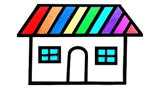 How to Draw a House easy step by step with guidance  House Colouring Video  House Drawing [upl. by Vidda]