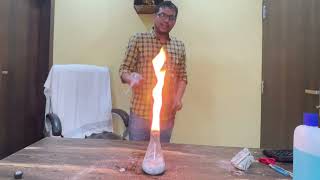 Hydrolysis of Calcium carbide  Combustion 🔥 of acetylene gas  Live Chemistry experiment [upl. by Maiah]