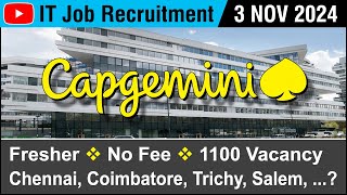 IT Job  Capgemini  Recruitment 3 NOV 2024  1100 Vacancies  Careers  Permanent Job  in Tamil [upl. by Noiro]