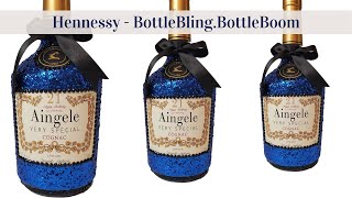 Hennessy Bling Bottle  Custom Label Detailed Video  Tips and Tricks  VLOGMAS DAY 7 [upl. by Eenalem]