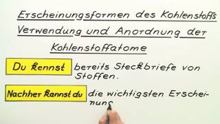 ERSCHEINUNGSFORMEN DES KOHLENSTOFFS VERWENDUNG UND ANORDNUNG DER KOHLENSTOFFATOME  Chemie [upl. by Rheinlander]