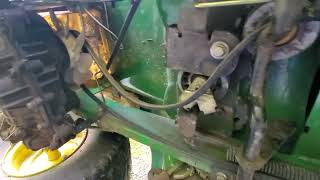 John Deere lt155 drive belt change [upl. by Blackington746]