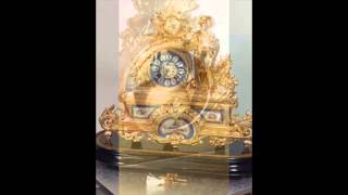 19th Century French Rococo amp Blue Segres 24K gilded figural glass dome mantel clock [upl. by Oeht588]