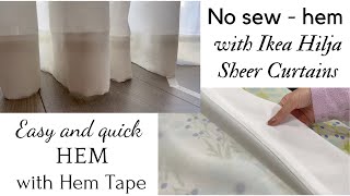 No sew Hem Ikea Hilja sheer curtains  Easy  quick affordable way to hem without sewing machine [upl. by Nallek495]