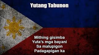 Philippines Anthem in Cebuano Yutang Tabunon in Normal Speed With Lyrics [upl. by Artema]