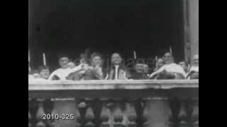 Pope Pius XI Blesses crowds and waves from St Peters Basilica [upl. by Nerhtak]