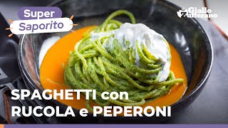 SPAGHETTI con PESTO di RUCOLA CREMA di PEPERONI e STRACCIATELLA🤤🧡🌿 [upl. by Annaynek]