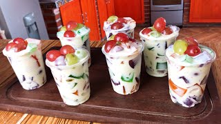 Postre navideño con 4 ingredientes GELATINA CON CREMA ensalada frutal de gelatina [upl. by Massarelli]