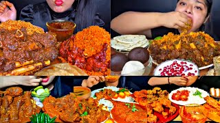 ASMR EATING SPICY MUTTON CURRY CHICKEN CURRY BIRYANI  BEST INDIAN FOOD MUKBANG Foodie India [upl. by Schwerin]