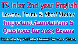 Important Annotations amp Questions of Inter 2nd year English exam 2023 [upl. by Eeuqram]