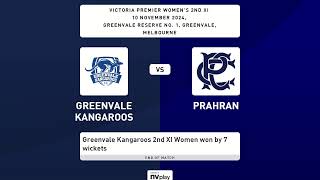 Greenvale Kangaroos WP2 v Prahran 2nds [upl. by Onateyac]