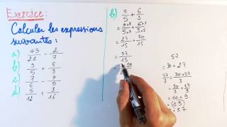 Comment AdditionnerSoustraire des FRACTIONS  Exos de maths [upl. by Juliann]