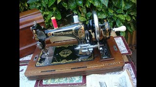 Antique Old Vintage Frister amp Rossmann Hand Crank sewing machine See Video [upl. by Abell]