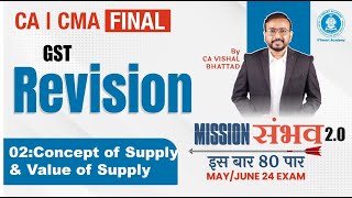 02 GST Revision  Supply amp VOS  CA CS CMA Final IDT  May amp June 24  Mission Sambhav  VB Sir [upl. by Rehptsirhc395]