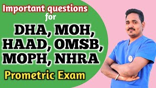 Important questions for DHA MOH HAAD OMSB MOPH NHRA Prometric Exam prometricexam prometric [upl. by Donia]