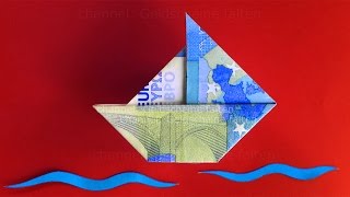 Geldscheine falten Schiff  Einfaches Origami Boot mit Geld falten zur Hochzeit ⛵ [upl. by Rie]