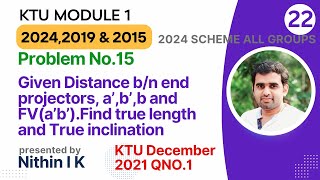 Problem No 15  Distance bn end projectors  KTU Engineering Graphics 20242019 amp 2015 Scheme [upl. by Vania]