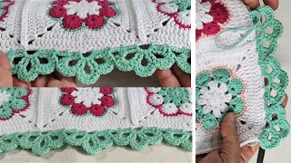 Crohet Border Video Tutorial Easy Crochet Border Edging for Blankets Crochet Edging for Shawls [upl. by Lowrance]